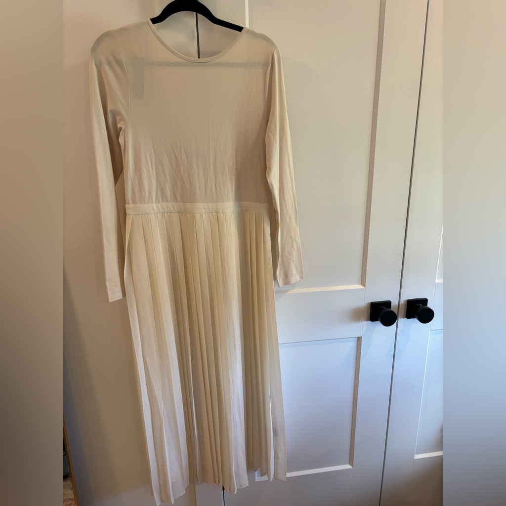 Jcrew Long Cream Pleated Maxi Dress